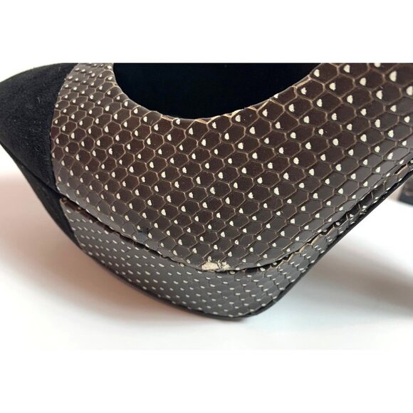 Theory Brown Textured Suede Cap Toe Platform Heel Size 37.5 - Picture 10 of 10